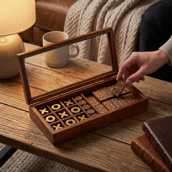 Personalised Domino And Tic Tac Toe Glass Lid Game Set, 4 of 5