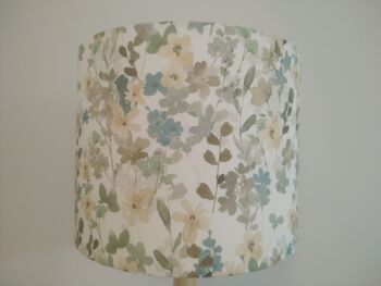 Watercolour Floral Lampshade Blues Yellows Handmade Fabric Drum Lamp Shade Table Floor Or Ceiling Pendant, 8 of 10