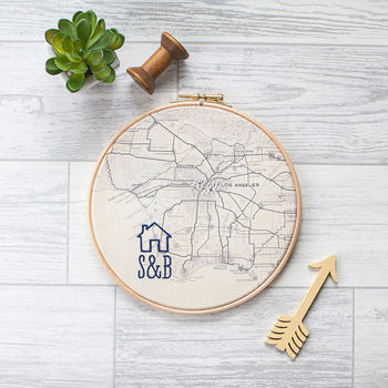 Personalised Cotton Embroidered Map Hoop, 9 of 10