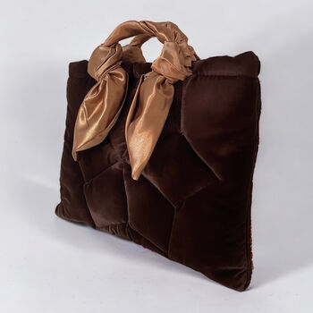 Brown Velvet Top Handle Bag Made In Italy, 3 of 3