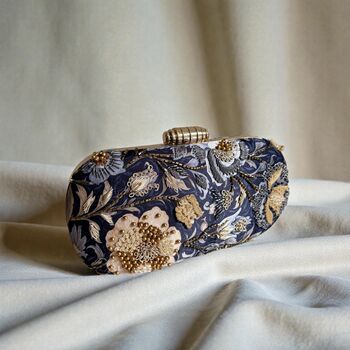 Blue Floral Oval Clutch Bag, 2 of 6