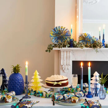 Paper Tree Decorations In Blue And Yellow Ombre, 4 of 4