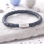 Men's Plaited Leather Personalised Clasp Bracelet, thumbnail 2 of 10