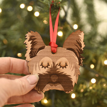 Yorkshire Terrier Dog Wooden Christmas Decoration, 3 of 4