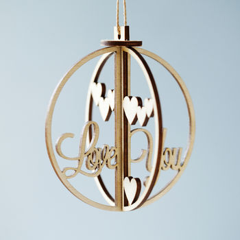Romantic Personalised Wooden Bauble Decoration, 3 of 4