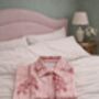 Organic Cotton Pyjama Set For Women – Pink Stripe And Rose Print Vintage Loungewear With Fabric Gift Bag, thumbnail 5 of 6