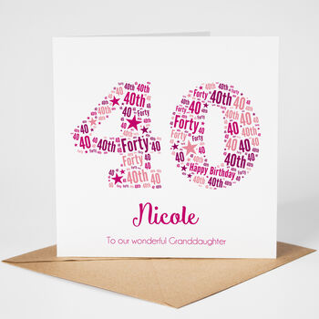 40th Birthday Card Personalised For Her, 2 of 2