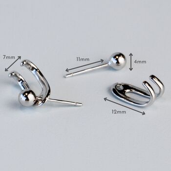 Sterling Silver Hooked Ear Jacket Stud Earrings, 3 of 5