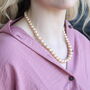 Large Golden Round Pearl Bridesmaid Statement Wedding Necklace And Earring Set, thumbnail 6 of 7