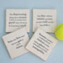 Set Of Four Ceramic Famous Tennis Quotes Coasters, thumbnail 4 of 8