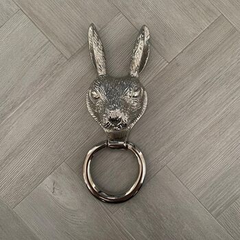 Brass Hare Door Knocker Nickel Finish, 8 of 8