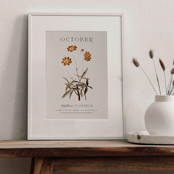 Birth Flower Wall Print 'Cosmos' For October, 7 of 9
