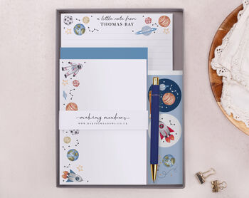 A5 Personalised Children's Stationery Set Gift With Space Design, 3 of 9