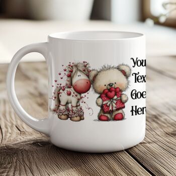 Personalised Whimsical Valentine Anniversary Love Animals Mug, 4 of 10