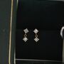 Tiny Double Cz Dangle Stud Earrings Sterling Silver, thumbnail 5 of 10
