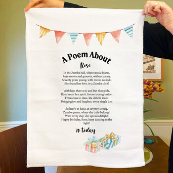 Personalised Poem Tea Towel 70th Birthday Gift, 9 of 10