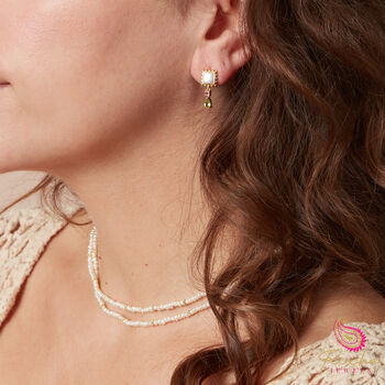 Pearl, Tourmaline And Peridot Stud Drop Earrings, 2 of 8