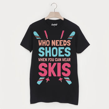 Wear Skis Not Shoes Men's Retro Après Ski T Shirt, 2 of 2