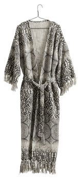 Natural And Black Aztec Cotton Full Length Robe, 2 of 2
