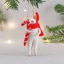 Mouse With Candy Cane Felt Hanging Decoration, thumbnail 1 of 2