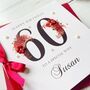 Personalised 60th Birthday Card. In Red With Flowers, thumbnail 4 of 6