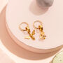 Bee Charm And Citrine Subtle Mismatch Hoop Earrings, thumbnail 1 of 3