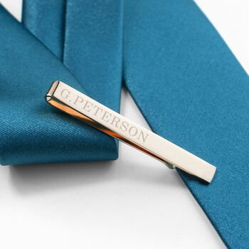 Personalised Rose Gold Plated Tie Clip, 2 of 3