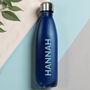 Personalised Bold Name Blue Metal Insulated Drinks Bottle, thumbnail 4 of 6