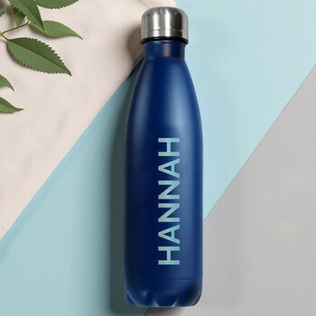 Personalised Bold Name Blue Metal Insulated Drinks Bottle, 4 of 6