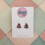 Purple And Gold Christmas Tree Glitter Earrings / Stocking Filler / Santa Present, thumbnail 6 of 10