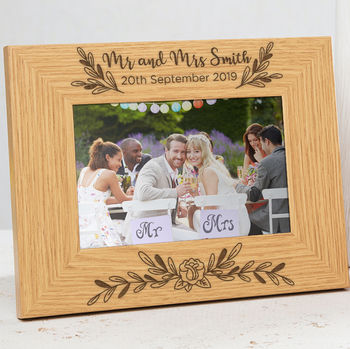 Personalised Engraved Mr And Mrs Wedding Photo Frame, 3 of 5