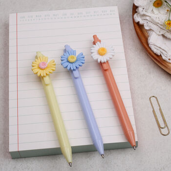 Light Blue Ballpoint Pen With Daisy Flower, 3 of 4