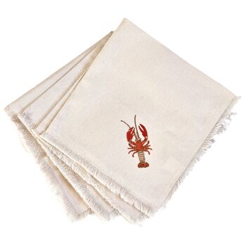 Embroidered Lobster Napkins Set Of Four, 2 of 2