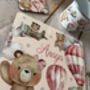 Kids Personalised Pink Teddy Bear Placemat, Coaster And Mug Dinner Set, thumbnail 5 of 7