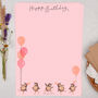 A4 Pink Letter Writing Paper With Happy Birthday Chicks, thumbnail 1 of 4