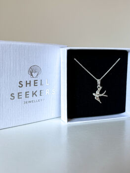 Sterling Silver Swallow Pendant Necklace, 6 of 8