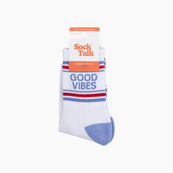 Good Vibes Organic Cotton Sports Socks In White, 4 of 4