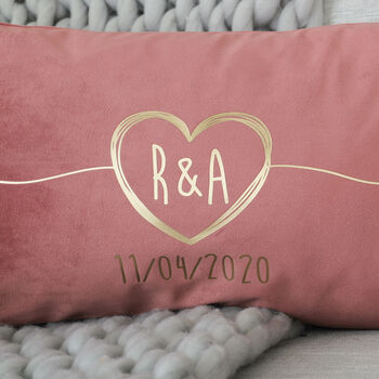 Personalised Heart Initials Velvet Foil Cushion, 2 of 3