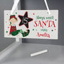 Personalised Elf Christmas Chalk Countdown Wooden Hanging Sign, thumbnail 3 of 4