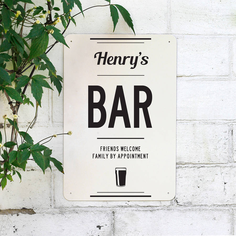 Personalised Bar Metal Sign By Delightful Living