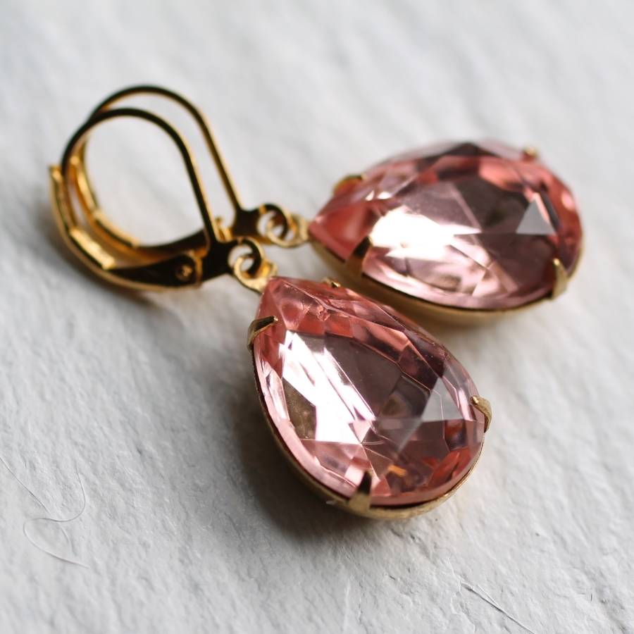 dusky pink peach earrings by silk purse, sow's ear