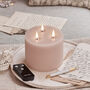 Three Wick Fluted Pink Tru Glow® Battery LED Candle, thumbnail 2 of 3
