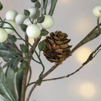 White Berry Spray With Frosted Leaves, 5 of 7