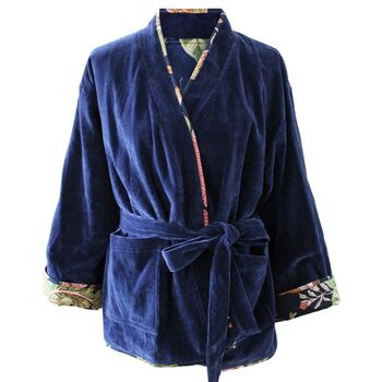 Blue Velvet/Carnation Cotton Print Reversible Jacket, 8 of 8