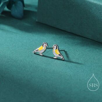 Goldfinch Bird Stud Earrings In Sterling Silver, 2 of 12