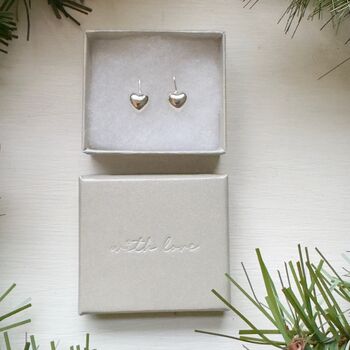 Small Sterling Silver Heart Earrings, 2 of 3