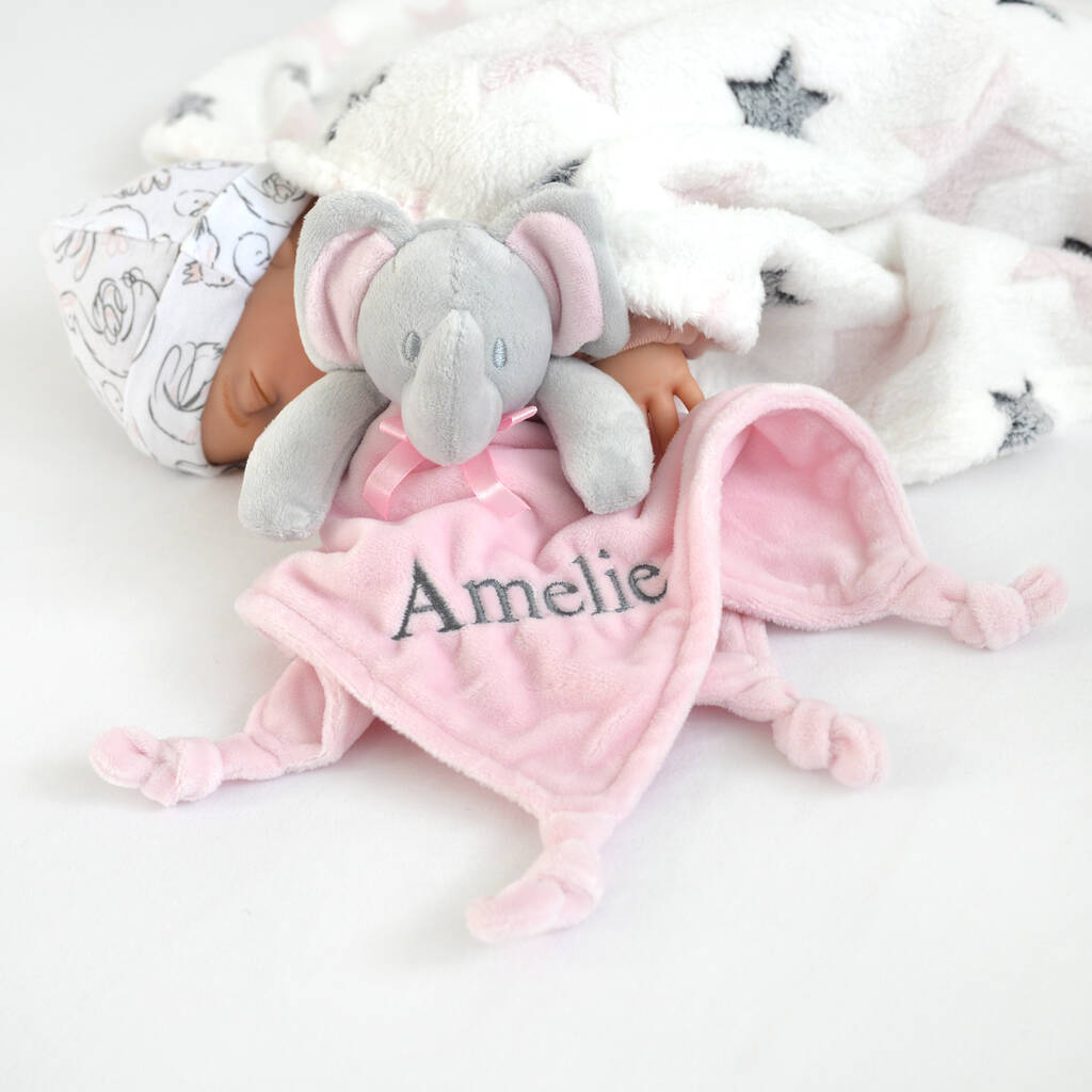 Personalised Pink Elephant Knotted Comforter, 1 of 5