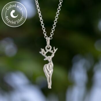 Sterling Silver Deer Charm Necklace, 2 of 8