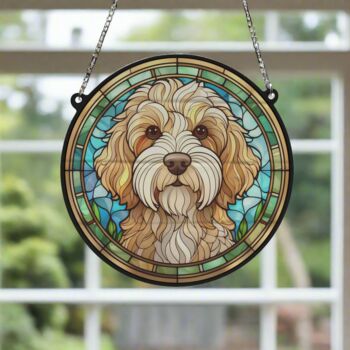 Cockapoo Apricot Stained Glass Effect Suncatcher, 4 of 6