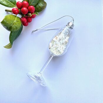 Champagne Glass White Glitter Hanger, 2 of 3